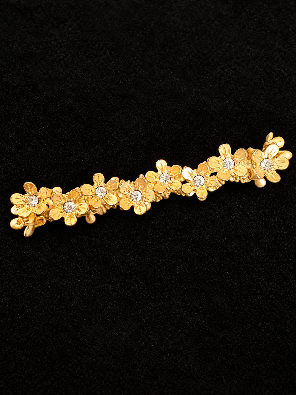 ⚜️ Gold-Tone Floral Bar Bracelet | Crystal Centers | Statement 💗